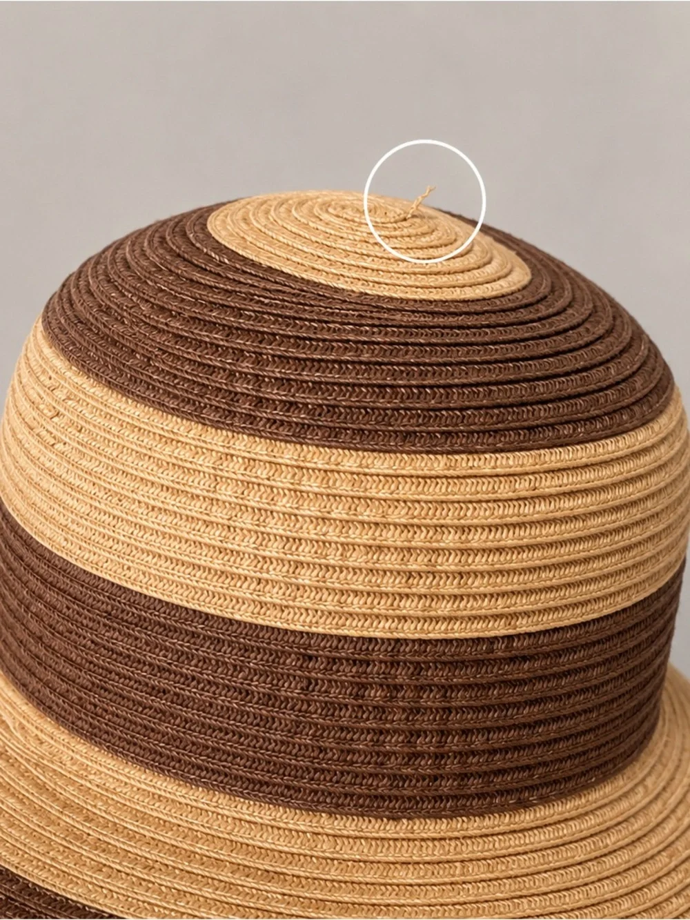 Tan Brown Striped Straw Sun Hat Wide Brim Beach Vacation One Size
